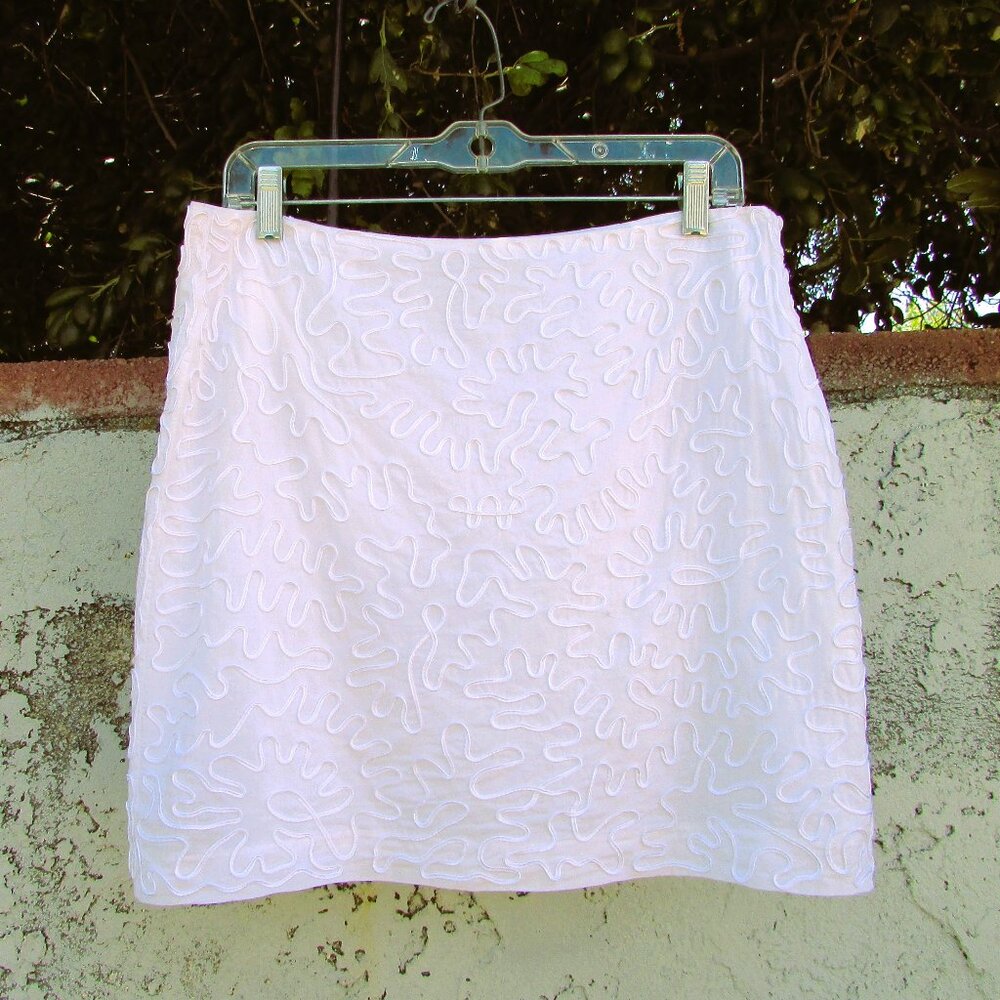 M Michael Kors white ribbon embroidered skirt 10